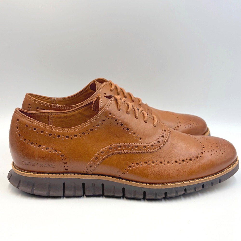 Cole Haan Zerogrand Wingtip Oxford British Tan Leather C29411 Mens 10.5 M - Picture 6 of 13